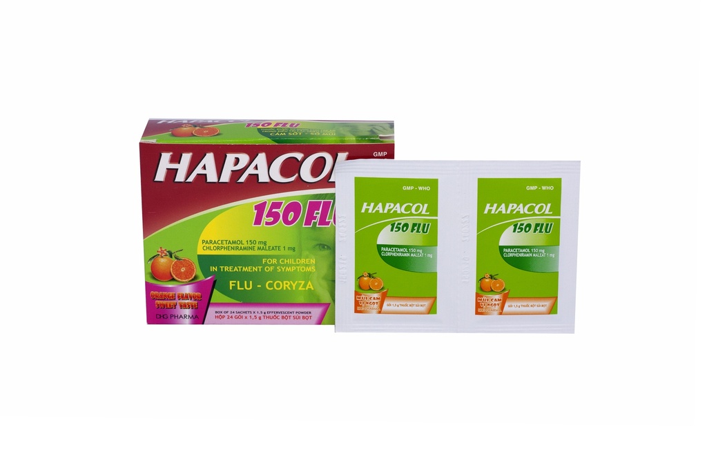 [T01288]  Hapacol 150mg Flu DHG Hậu Giang (H/24gói)