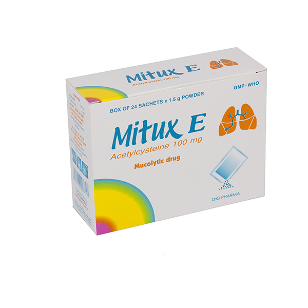 [T01301] Mitux E Acetylcystein 100mg DHG Hậu Giang (H/24g/1.5g)