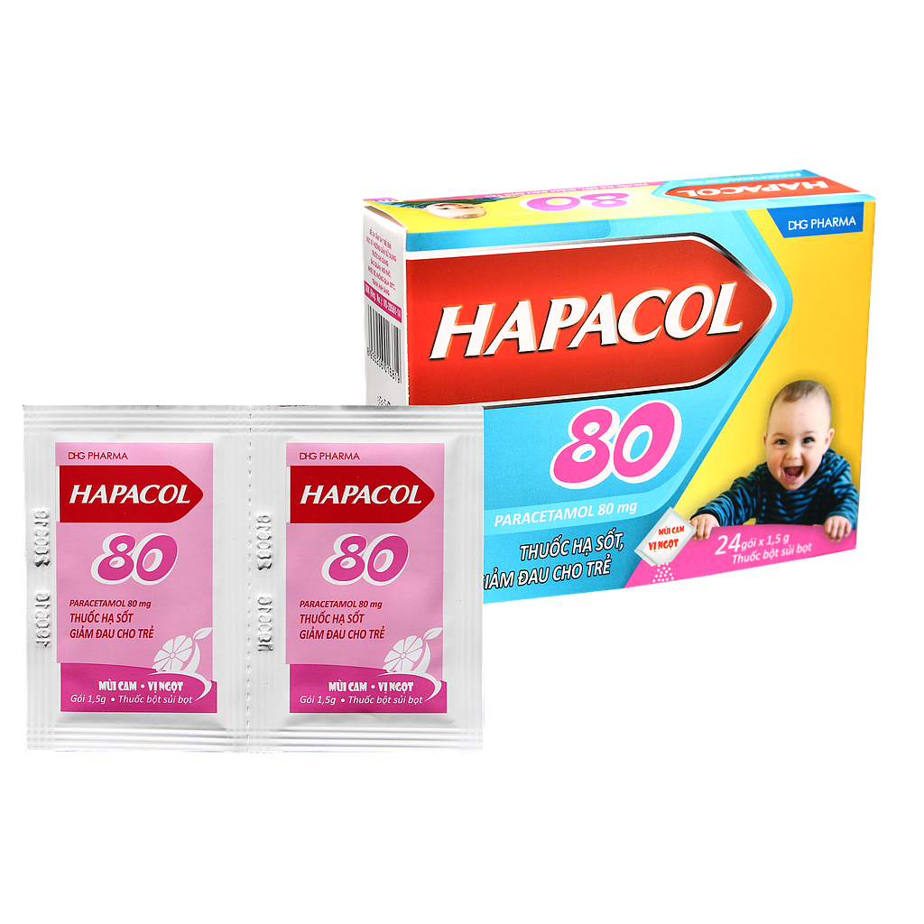 [T01961] Hapacol 80mg DHG Hậu Giang (H/24gói/1.5g)