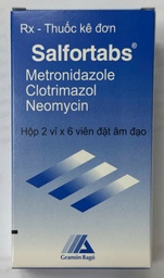 [T02308] Salfortabs Metronidazole 500mg viên đặt phụ khoa Uruguay (H/12v) (Sadetabs) Date 08/2027