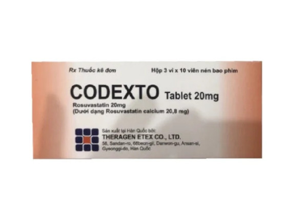 [T02326] Codexto Rosuvastatin 20mg TE Hàn Quốc (H/30v)