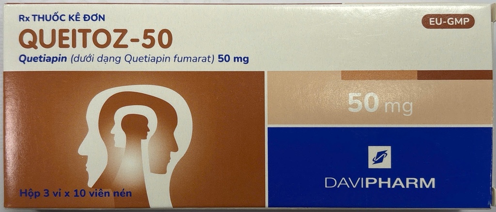 [T02477] Queitoz 50 Quetiapine 50mg Davipharm (H/30v)