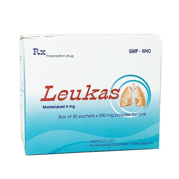 [T02548] Leukas Montelukast 4mg Thanh Hóa (H/30gói) Date 09/2026