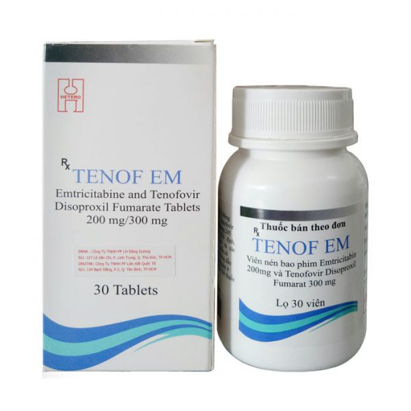 [T02994] Tenof EM Emtricitabine 200mg Tenofovir 300 mg Hetero (Lọ/30v)
