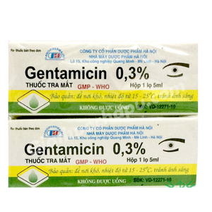 [T03267] Gentamicin 0.3% nhỏ mắt Hà Nội (Cọc/10lọ/5ml) 