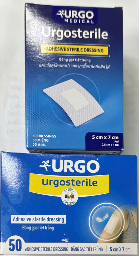 [T03540] Urgo Urgosterile băng gạc tiệt trùng 5cm x 7cm Trung Quốc (H/50miếng)