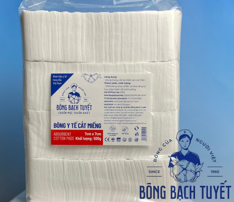 [T03855] Bông Miếng 500g Bạch Tuyết Cắt Miếng (Gói/500g)
