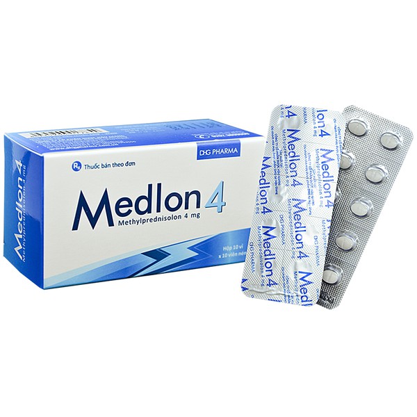 [T04045] Medlon Methylprednisolone 4mg DHG Hậu Giang (H/100v)