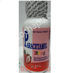 [T04230] Paracetamol 200mg Vị dâu Imexpharm (Lọ/100v)