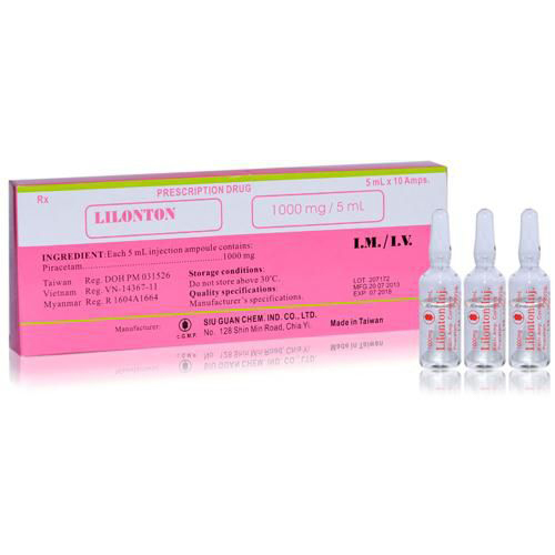 [T04321] Lilonton Piracetam 1000mg/5ml tiêm Đài Loan (H/10o/5ml)