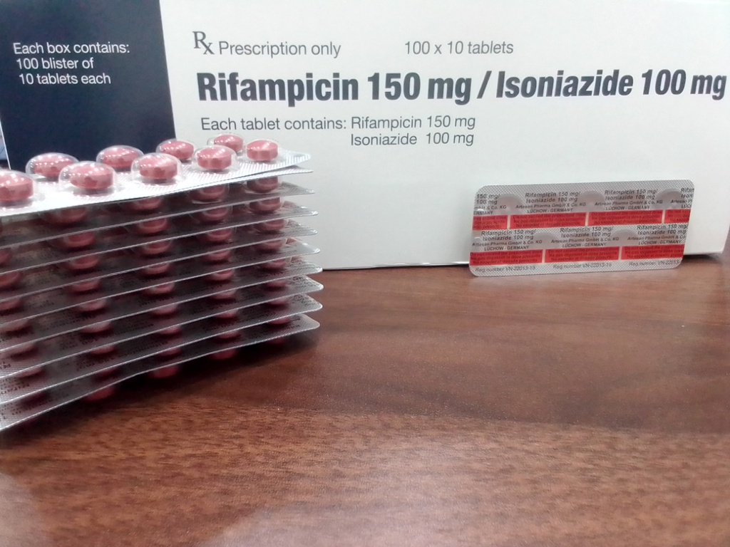 [T04433]  Rifampicin 150mg & Isoniazide 100mg Artesan Đức (Vỉ/10v) 