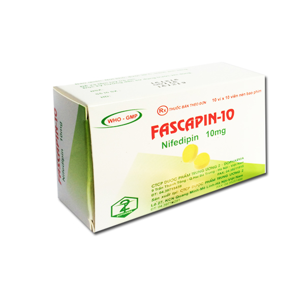 [T04506] Fascapin Nifedipin 10mg TW2 Dopharma (H/100v)