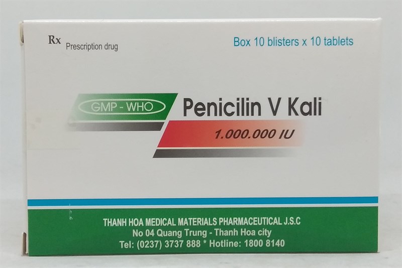 [T04525] Penicilin V Kali 1.000.000 IU Thanh Hóa (H/100v)