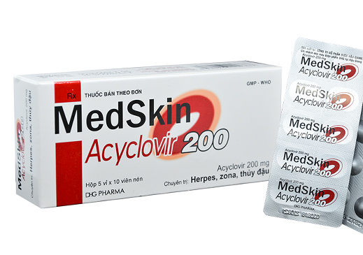 [T04691] Medskin Acyclovir 200mg DHG Hậu Giang (H/50v)