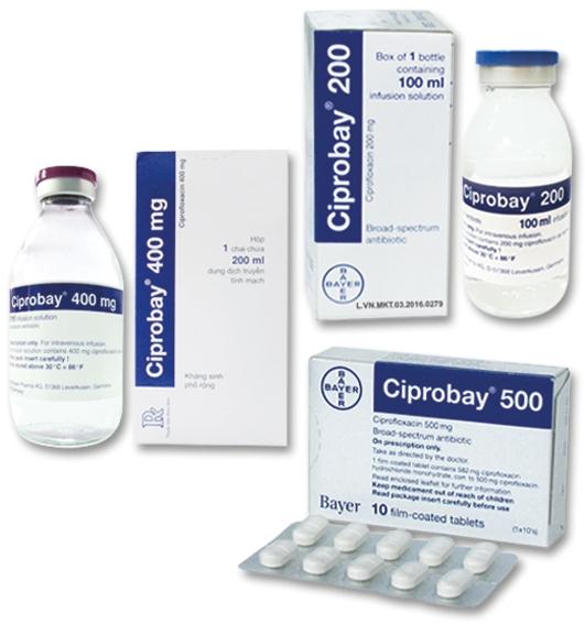 [T04769] Ciprobay Ciprofloxacin 400mg Dịch Truyền Bayer (Lọ/200ml)
