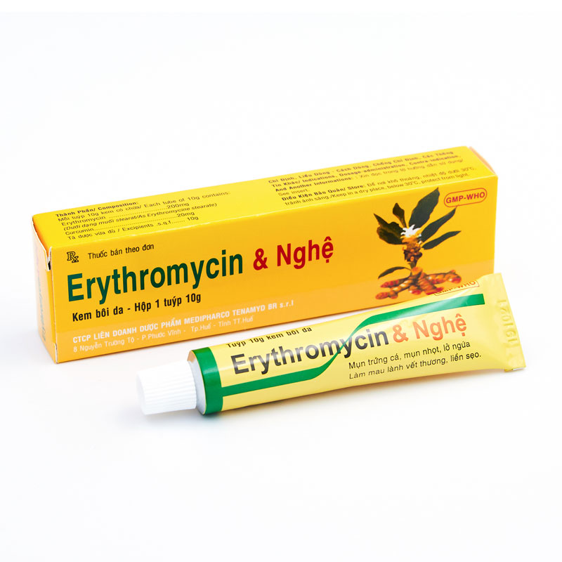 [T04800] Erythromycin nghệ Medipharco (Cọc/10tuýp/10g)