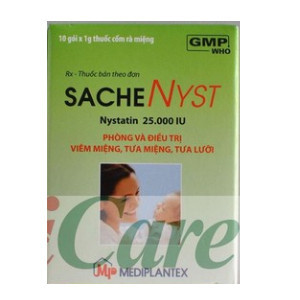 [T04998] Sache Nyst Nystatin 25.000 IU Mediplantex (H/10gói/1g) date 11/2027