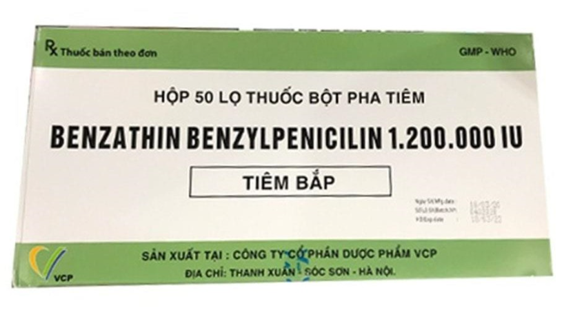 [T05283] Benzathin benzylpenicilin 1.200.000 IU tiêm bắp VCP (H/50 lọ)