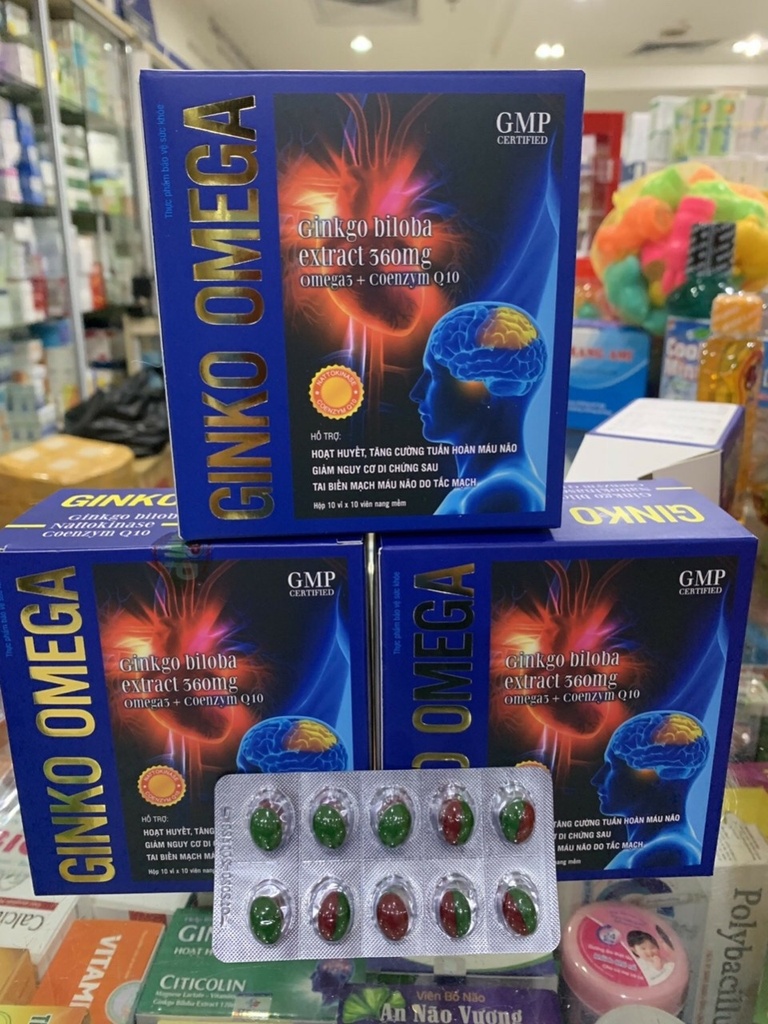 [T05875] Ginko Omega Ginkgo Biloba Extract 360mg Akopha (H/100v) Xanh 