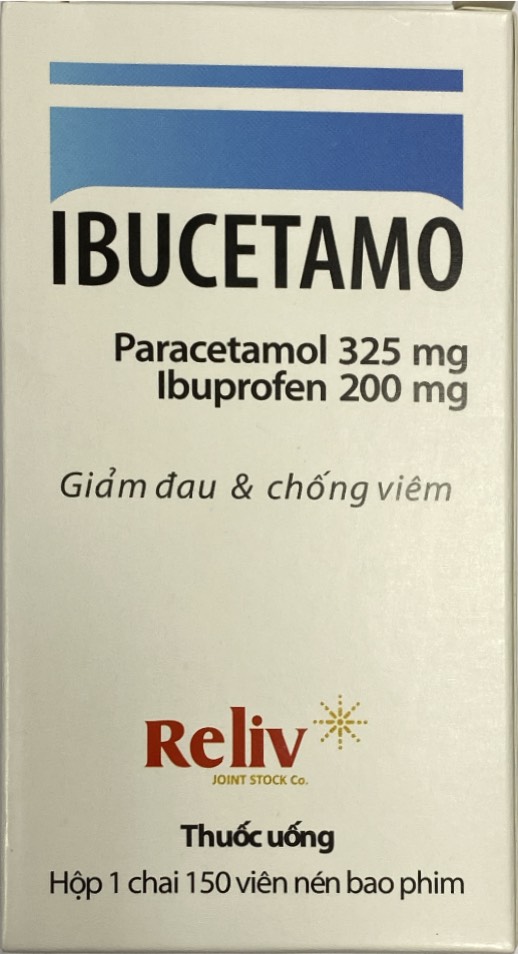 [T06077] Ibucetamo Paracetamol Ibuprofen 325/200mg Reliv (Lọ/150v)