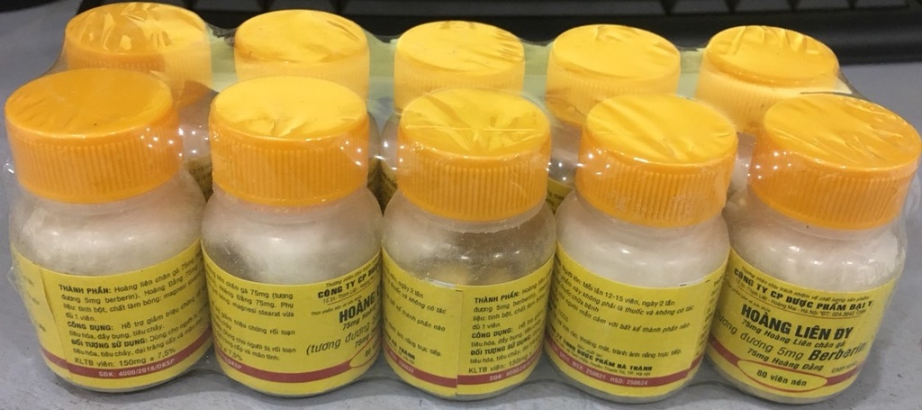 [T06120] Hoàng Liên Đại Y 75mg (cọc/10lọ/80v) (berberin đại y)